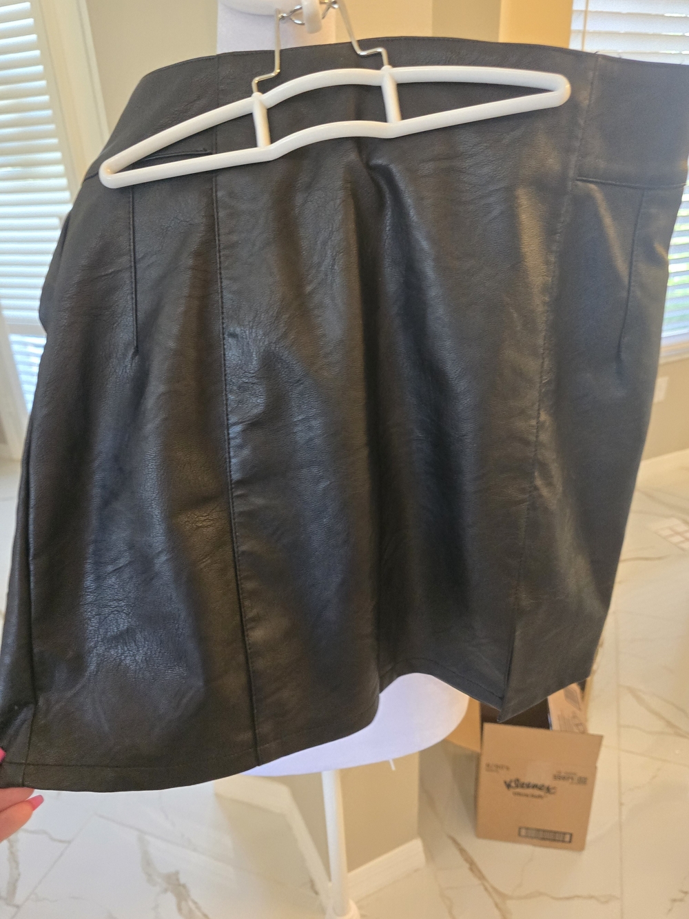 Topshop Black Faux Leather A-Line Mini Skirt